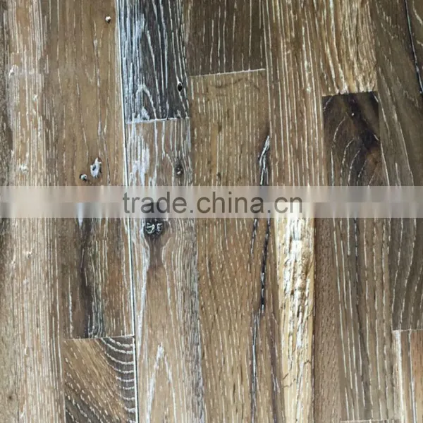 3-Strip Smoked White Oil Oak Solid Hardwood Flooring photo-2