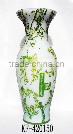 2014 New Special 3D-Carved Long Stem Flower Glass Vase