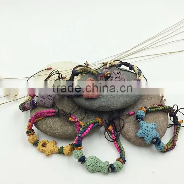 Custom Volcanic Lava Rock Stone Bracelet Adjustable Natural Stone Bracelet