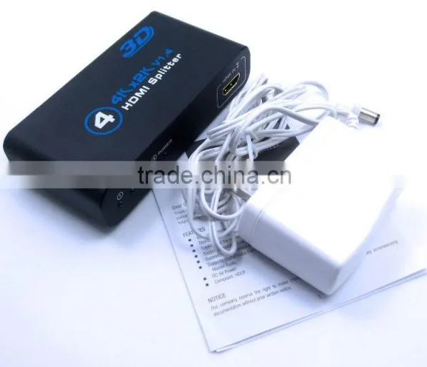 1x4 HD MI 2.0 Splitter 4K 1080P 4 Port H DMI Splitter 1 in 4 0ut Audio Video Converter Support HDCP 3D With 5V Power Adpter photo-2