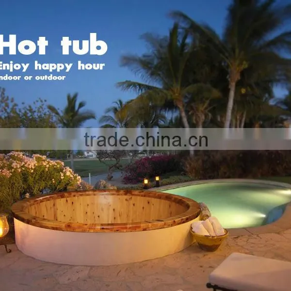 Wooden Hot Tub Outdoor Spa Tub Freestanding Soaking Tub
