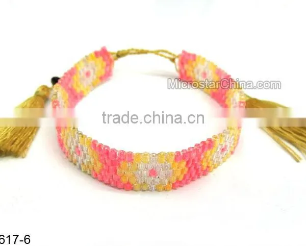 New Hot Pink Seed Bead Macrame Bracelet photo-3