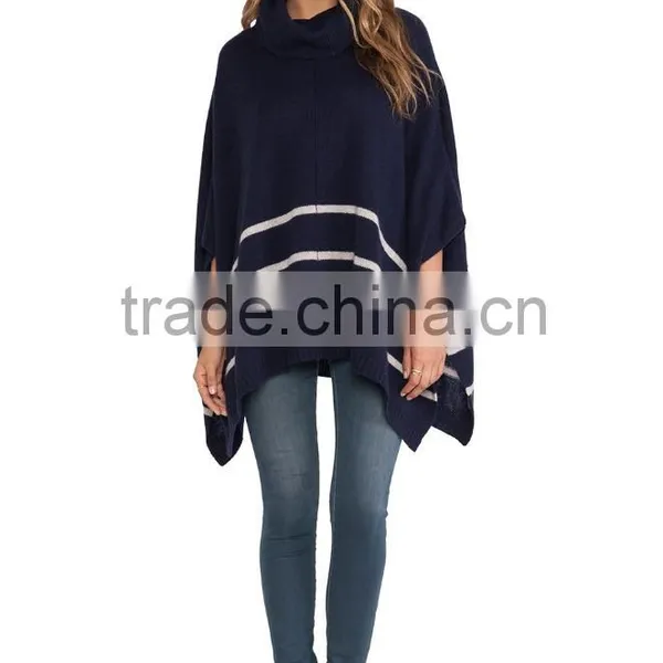 Ladies Striped Turtleneck Pullover Sweater photo-6