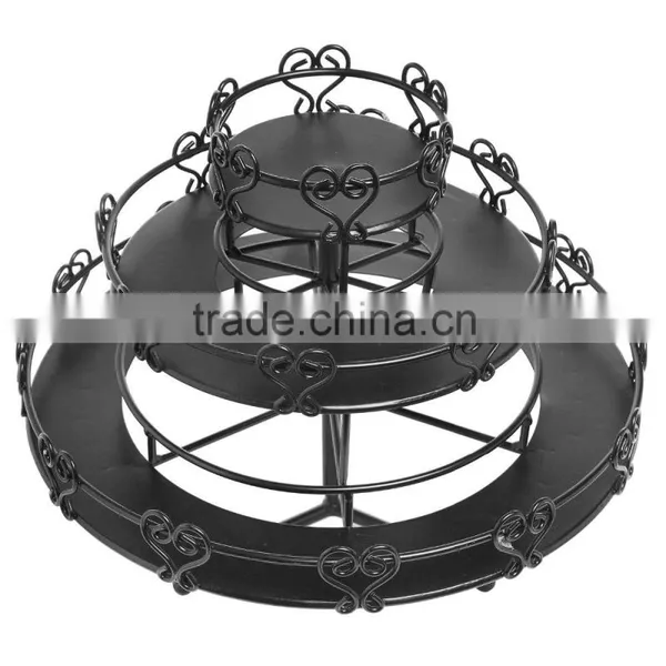 Black 3-Tier Wedding Cake Heart Design Rotating Metal Nail Polish Display Stand Organizer Rack photo-3
