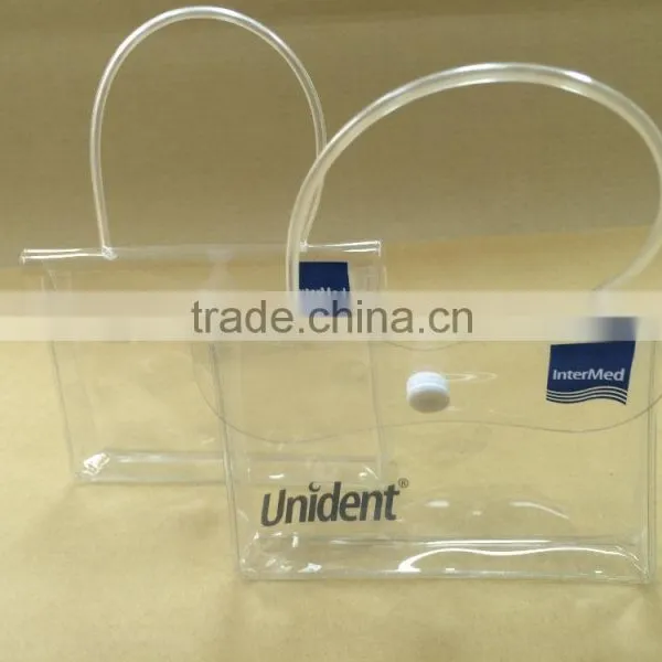 Small Size Clear Plastic PVC Button Closure Bag With Handle photo-4