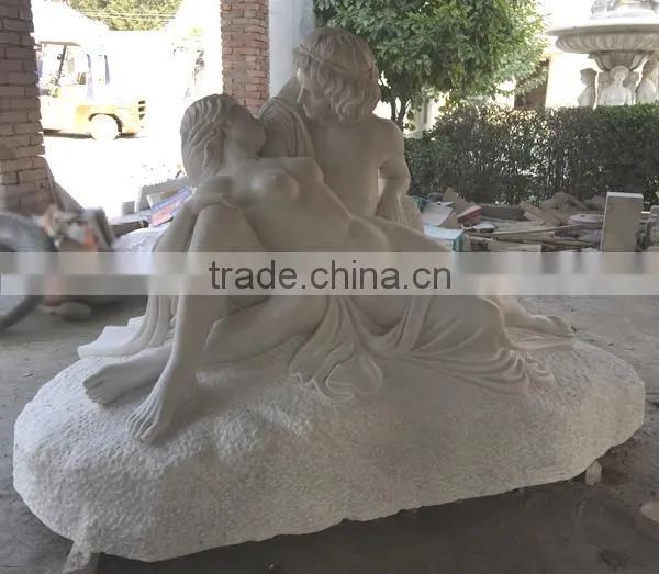 Life Size White Marble Man and Woman Garden Statue photo-3