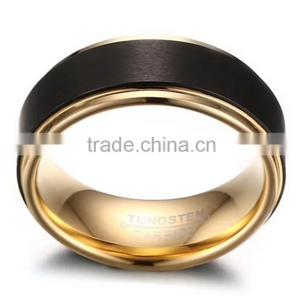 18K Gold Tungsten Carbide Ring Brushed Surface photo-2