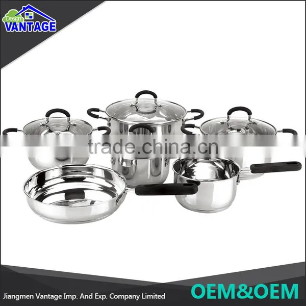 Eco-friendly 10 Pcs Surgical Steel Cookware Sets With Silicone Handle and Knob photo-2