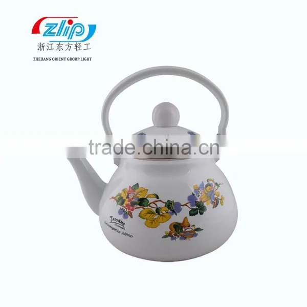 1.5L Pearl Shape Good Quality Enamel Tea Kettle Decorated photo-2