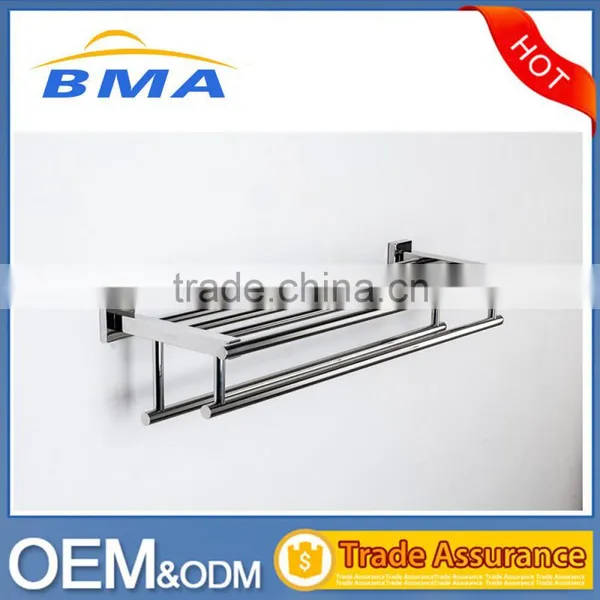 Stainless Steel Bathroom Towel Rack/Towel Shelf With Double Towel Bar photo-2