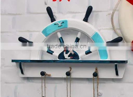CY082 Mediterranean Style Creative Wall Wood Hanging Furnishings WELCOME Racks Home Crafts Hanger Wood Hook photo-3