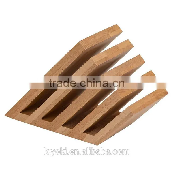 Magnetic Knife Block Solid Beech Wood 5 Panel Knife Holder photo-2