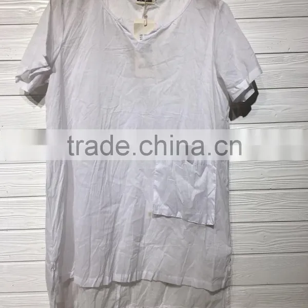 GZY Stock Short Sleeve Goog Quality Cotton Blouse Neck Design photo-2