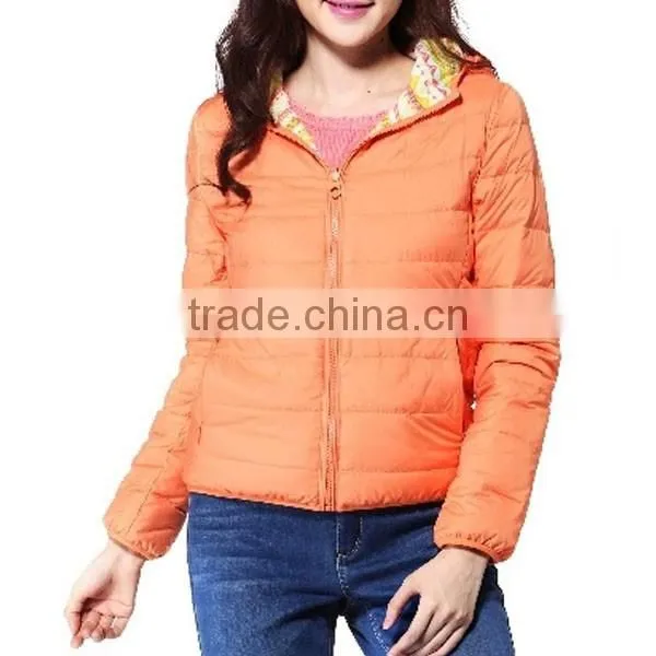 2015 High Quality Woman's Outdoor Breathable Two Sides Wear Short Padded Jacket photo-3