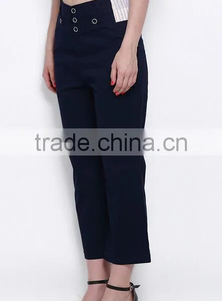 EY0585P High Waisted Cropped Culotte Female Trousers Women Casual Pants photo-2