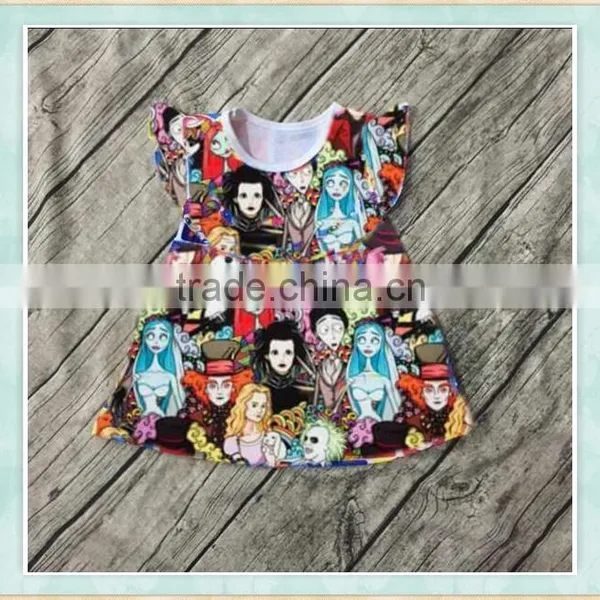 2017 Wholesale Halloween Baby Girls Dress Fiutter Sleeves With Picture Cartoon Mouse Toddler Boutique Children Clothing photo-4