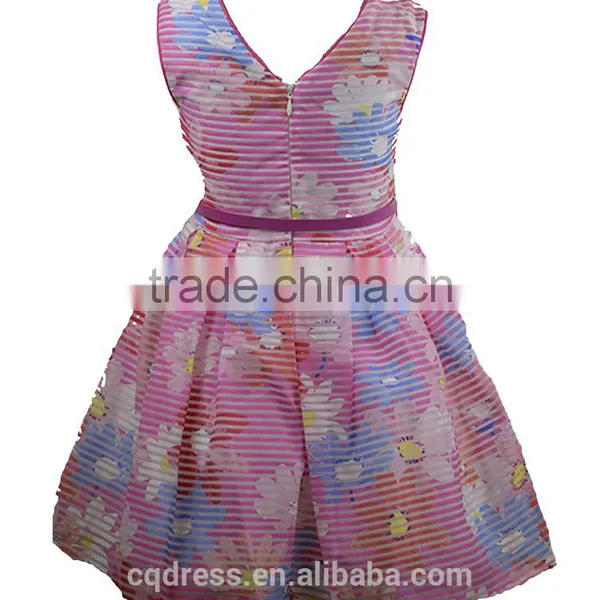 2017 Girl Flower Printing Dress for Children Frocks Designs photo-2