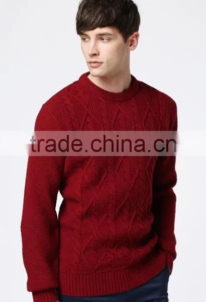 Mans Round Colloar Cable Knit Pattern Pullover Sweater With High Quality photo-4