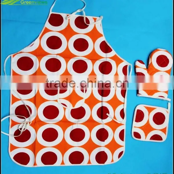 Wholesale Cotton Kids Cooking Apron Set Kitchen Sets Apron Oven Mitt Pot Holder photo-4