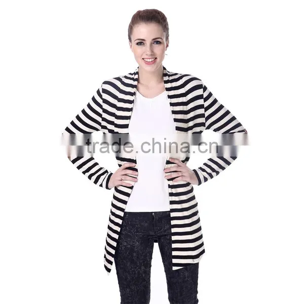 Wholesale Wool Knitted Sweater Cardigan Zebra Stripe Women photo-2