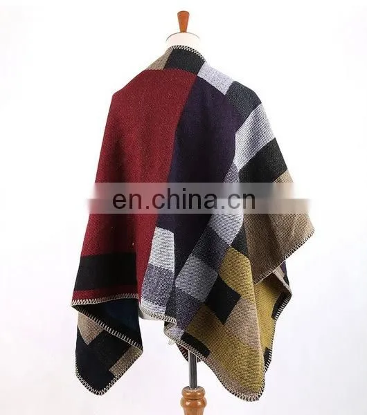 New Arrival Plaid Blanket Shawl Scarf Embroider OEM Acceptable photo-2