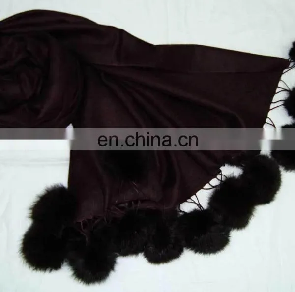 Paiseley Design Shawls With Fur Balls photo-4