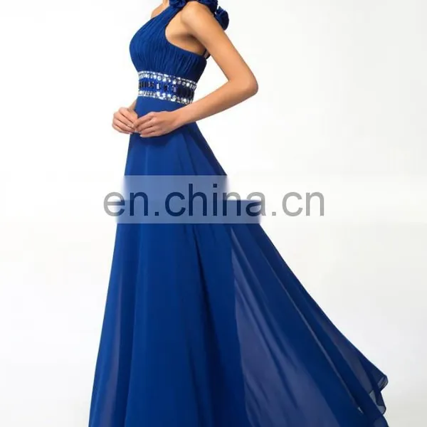 Grace Karin Fashion Girls A-Line One Shoulder Long Blue Evening Dress CL3516 photo-5