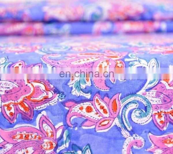 Indian New Hand Block Cotton Fabric Crafting Dressmaking Sewing Fabric By Meter photo-2