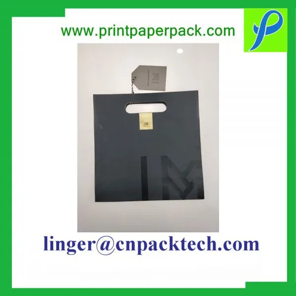 Black Custom Printing Pouch Paper Bag With Spot UV and Hanger Tag photo-4