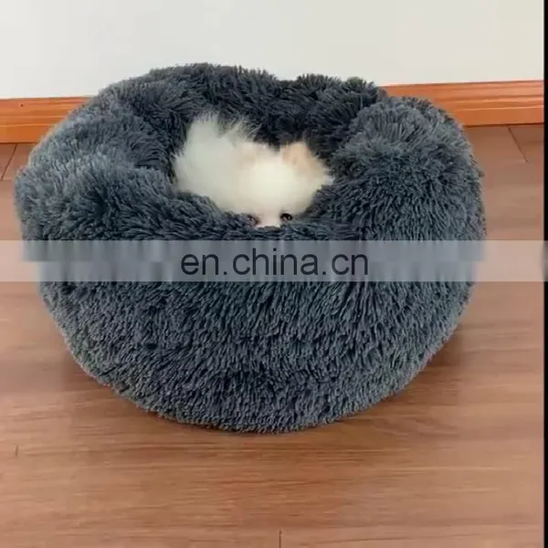 I@home Dog House Bed Soft Warm Long Plush Round Modern Pet Bed