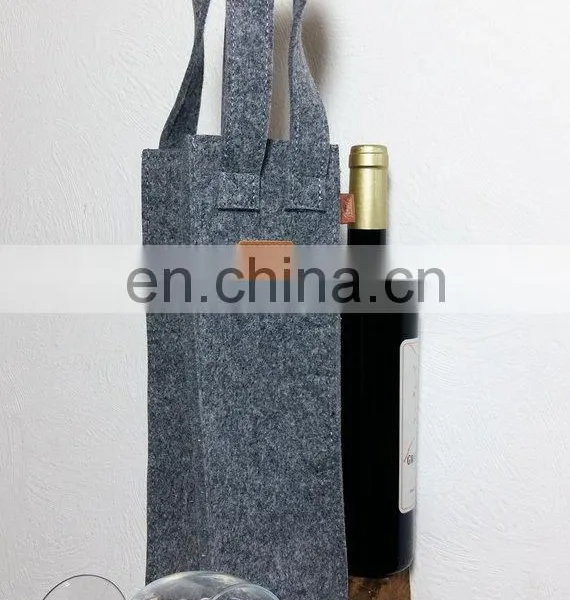 Eco-friendly Wine Holder Bag Felt Printed Christmas Logo Leather Cutting Logo photo-6