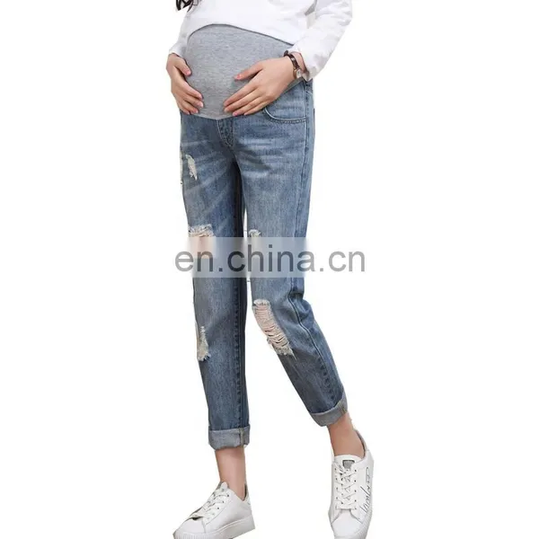 DiZNEW Custom Ladies Fashion Skinny Western Maternity Jeans Ripped photo-2
