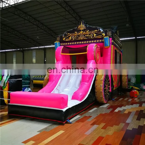 Princess Pumpkin Cart Printing Inflatable Jumping Castle Car With Slide , Inflatable Kids Jumping Toys For Game photo-4