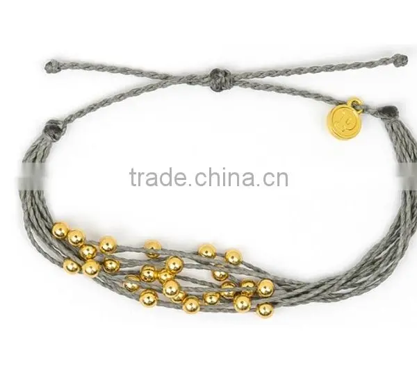 Hot New Many Layers Red Wax Cord Knot Bracelet With Copper Beads for Luck Girl photo-5
