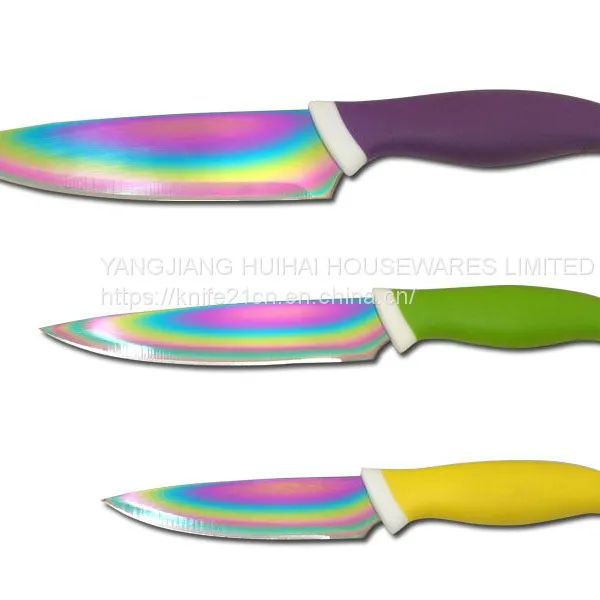 Kitchen Knife Set,Knives Set Stainless Steel Kitchen Knives With Ergonomic Handle & Rainbow Titanium Coated- Cooking Set of Knives photo-2
