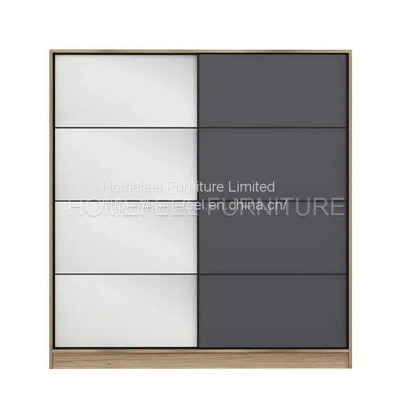 Modern 2 Mirror Doors Sliding Wardrobe Armoire