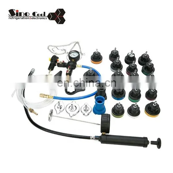 28 piezas de detector de fugas de depósito de agua para automóvil, probador de presión de radiador universal / kit de prueba de presión del sistema de refrigeración photo-2