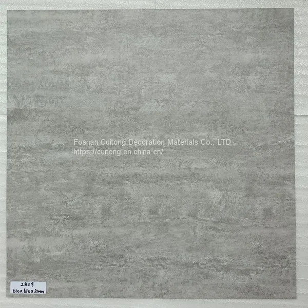 Ground Transformation 2mm Sheet Rubber Square Stone Plastic Floor Tile Foshan Wholesale Gray Cement Pattern Waterproof PVC Floor photo-2