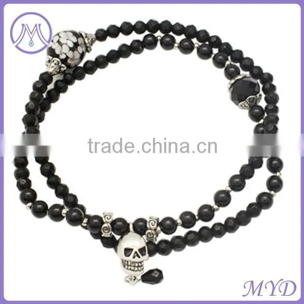 Women Leather Bracelet With Metal Enamel Beads photo-5