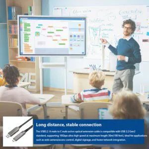 15m Fiber Optical USB3.2 AM to USB-C Active Optical Cable for CCTV and Video Conference Cam photo-2