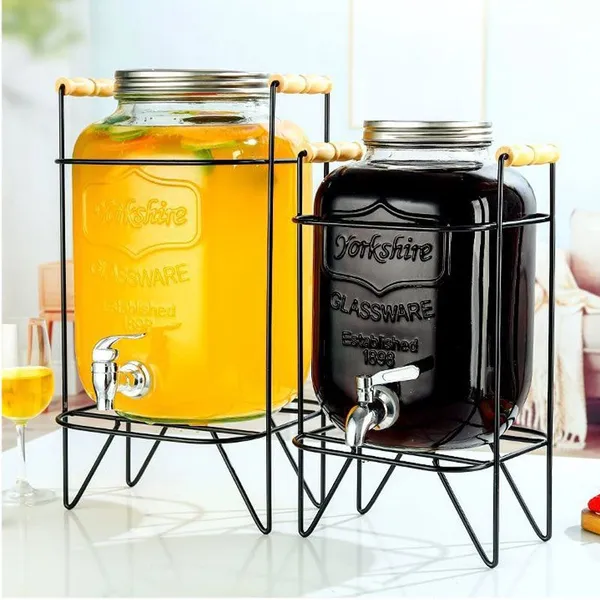 Juice Can Glass Beverage Dispenser - Large Capacity Glass Jar With Built-in Spigot, Ideal for Home Parties and Daily Use photo-2