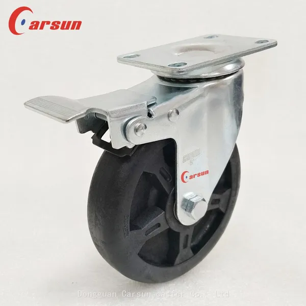 Carsun Medium Duty Industrial Caster Wheels 5-Inch Thermo Wheels Swivel Oven Caster Wheel With Brake
