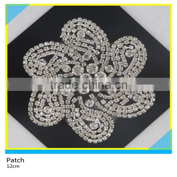 Hotfix Crystal Rhienstone Decals Bling Bling Rhinestone Cup Chain Applique 9x9cm photo-2