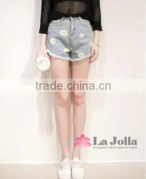 2016 Summer Ladies Short Trousers New Fashion Printing Jeans 242J photo-2