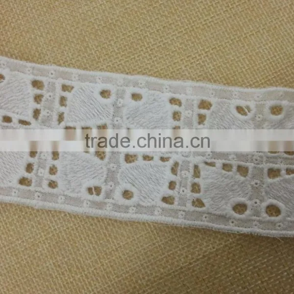 Cotton Fabric Base Emboridery Lace for Ladies Top Neckline -- H1660 photo-4