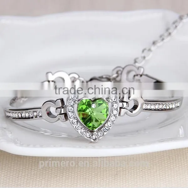 Top Grade Crystal Heart Bangles The Heart Of Ocean Blue Austria Crystal Bracelets For Women photo-3