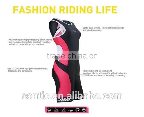 Santic Triathlon Skinsuit Women Singlet Skin Cycling Padded Tri Suit Clothing photo-4