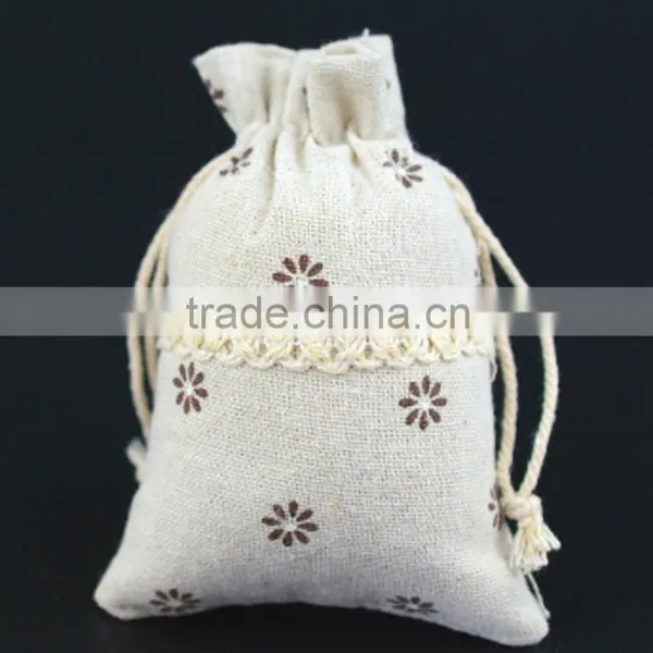 New Design Small Flowers Jute Drawstrings Bag China Factory photo-2
