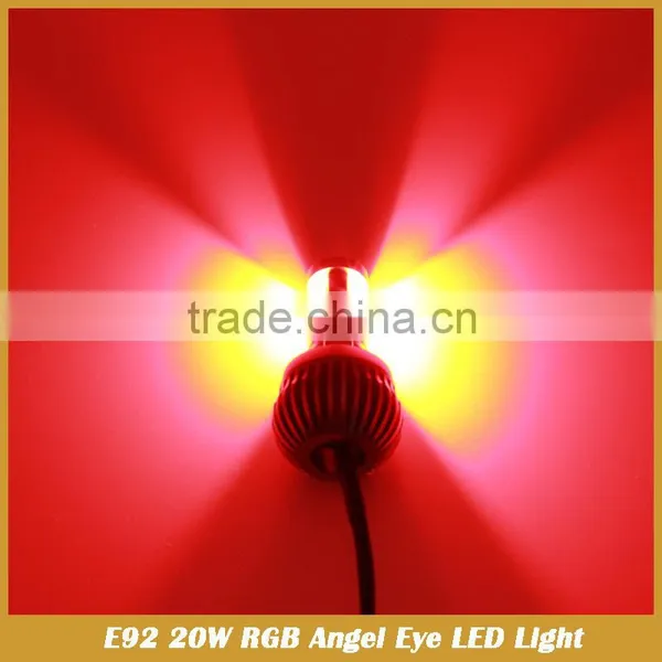E92 H8 RGB Multi-Color 20W LED Angel Eyes Halo Ring Light Bulbs photo-5