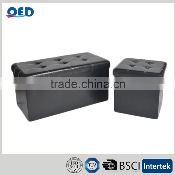 High Stability Black Fold Storage Ottoman